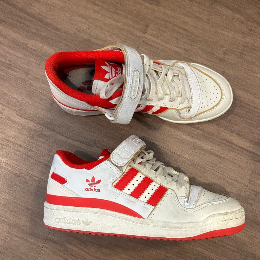 Red Adidas Low Forum Sneakers